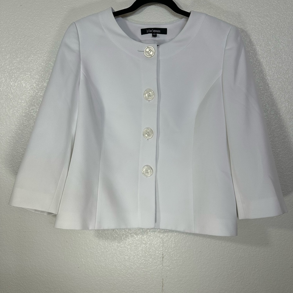 Le Suit White Textured Jacket